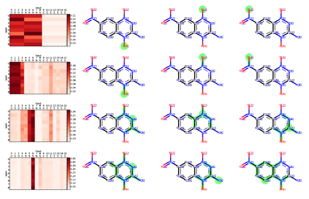 Attention visualization on substructures of a molecule with PubChem SID of 491286.